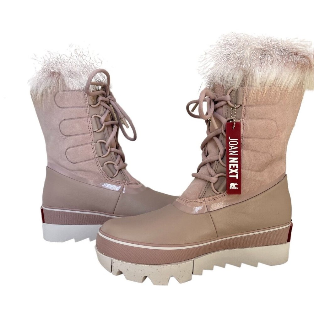 Sorel Boots Joan Of Arctic Next Faux Fur Waterproof Mauve Pink - Picture 2 of 12